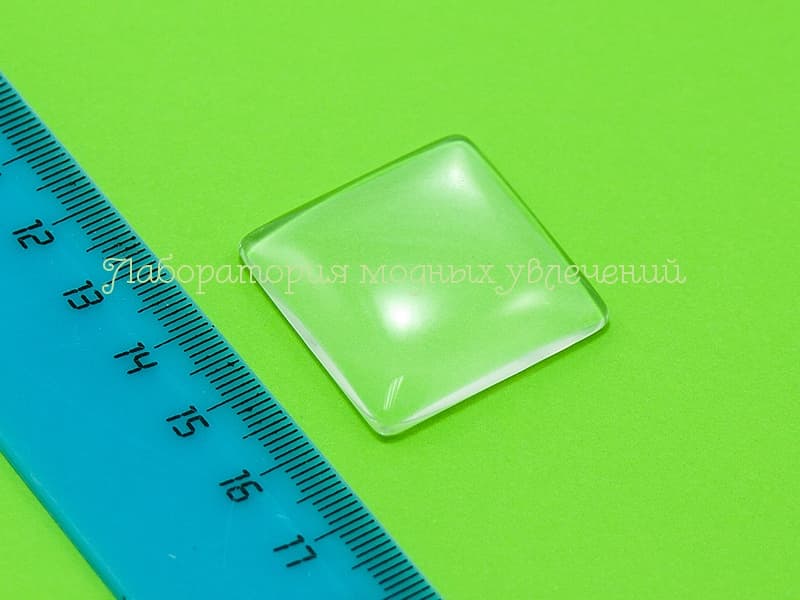 Кабошон Квадрат стеклянный прозрачный (30 мм), 1 шт