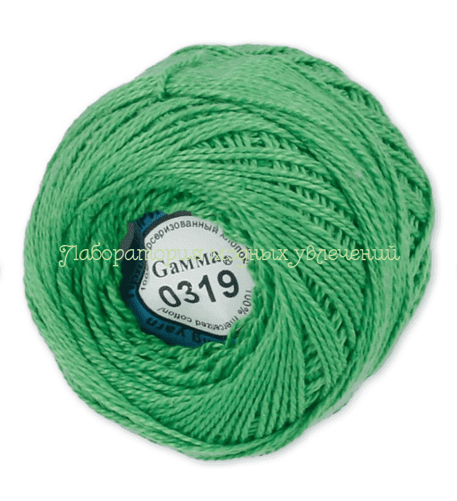 Пряжа Gamma Ирис 0319, 100% мерсеризированный хлопок, 10г/82м, нежно-зеленый