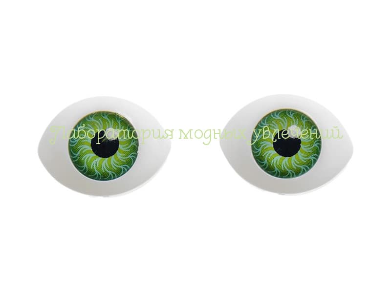 Глаза пластиковые клеевые Зеленые (13х18 мм), пара