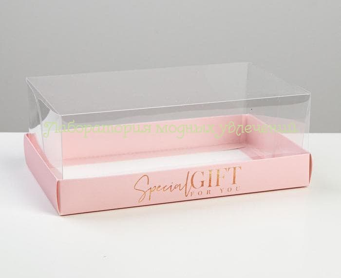 Коробка для кондитерских изделий с PVC крышкой Gift 22×13.5×8 см