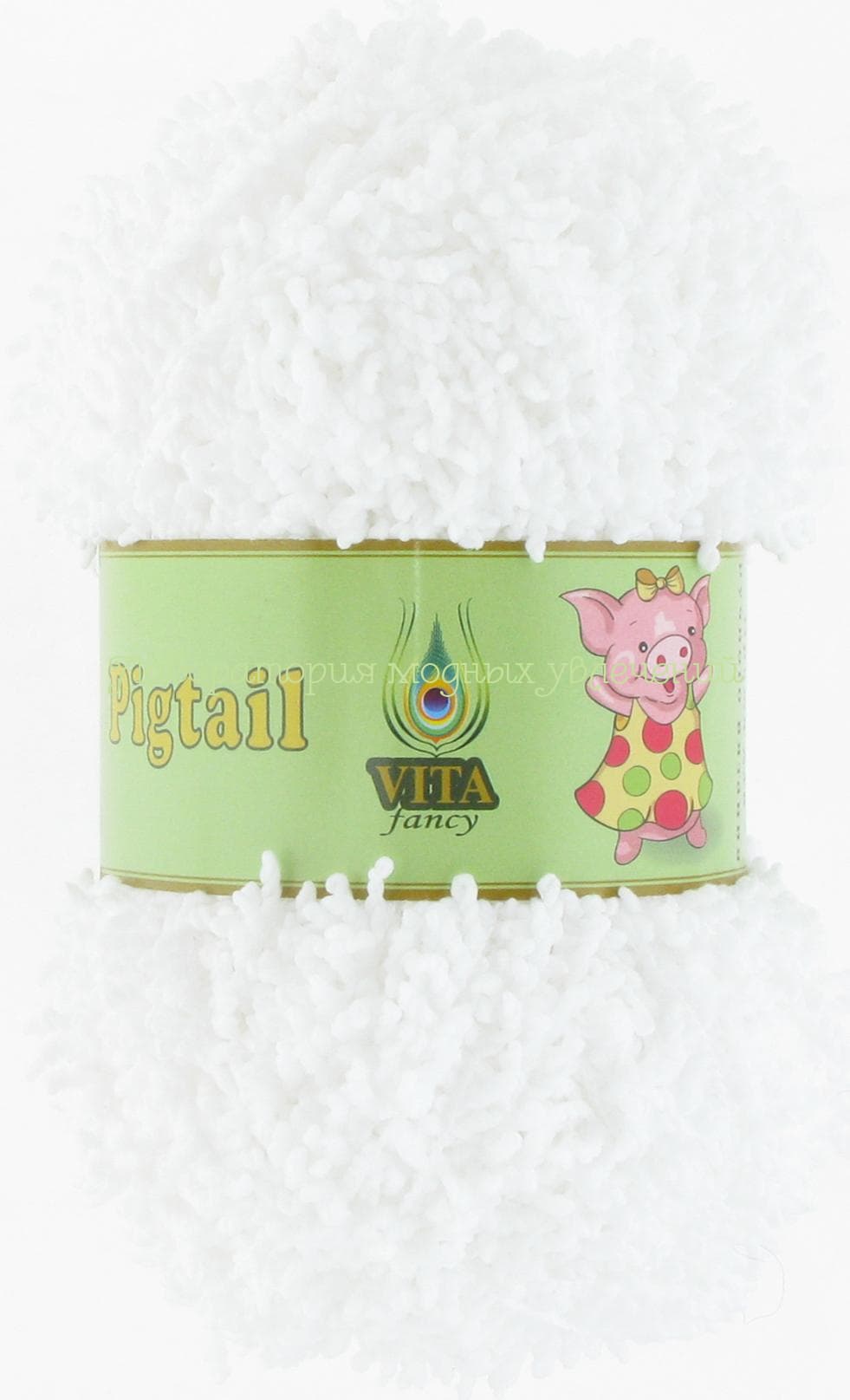 Пряжа Vita Pigtail 5401, 100% полиэстер, 50г/75м, белый