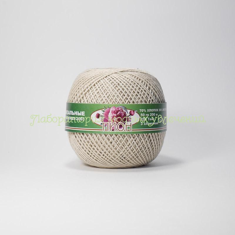 Пряжа ПНК им. Кирова Пион 3600, 70% хлопок, 30% вискоза, 50г/200м, бежевый