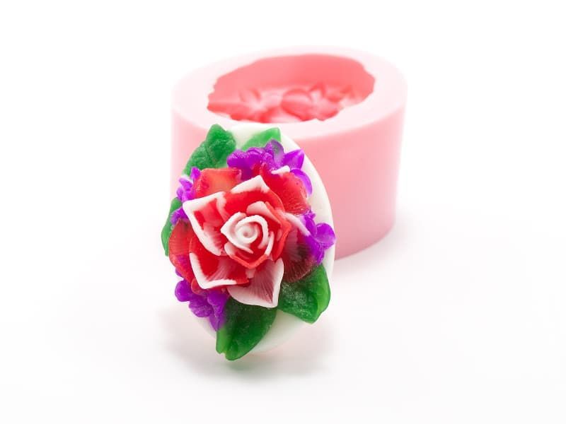Букет с розой 3D дизайнерская силиконовая форма