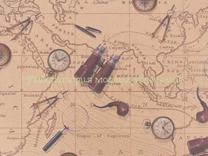 Бумага упаковочная крафт Карта странствий, 50х70 см