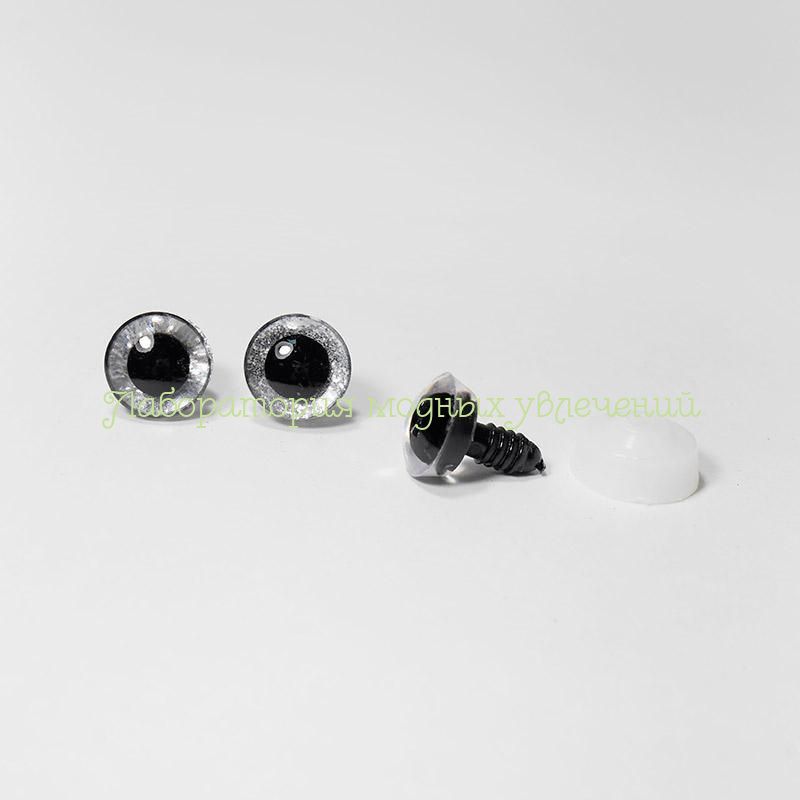 Глаза винтовые Серебристые блёстки 16 мм, комплект