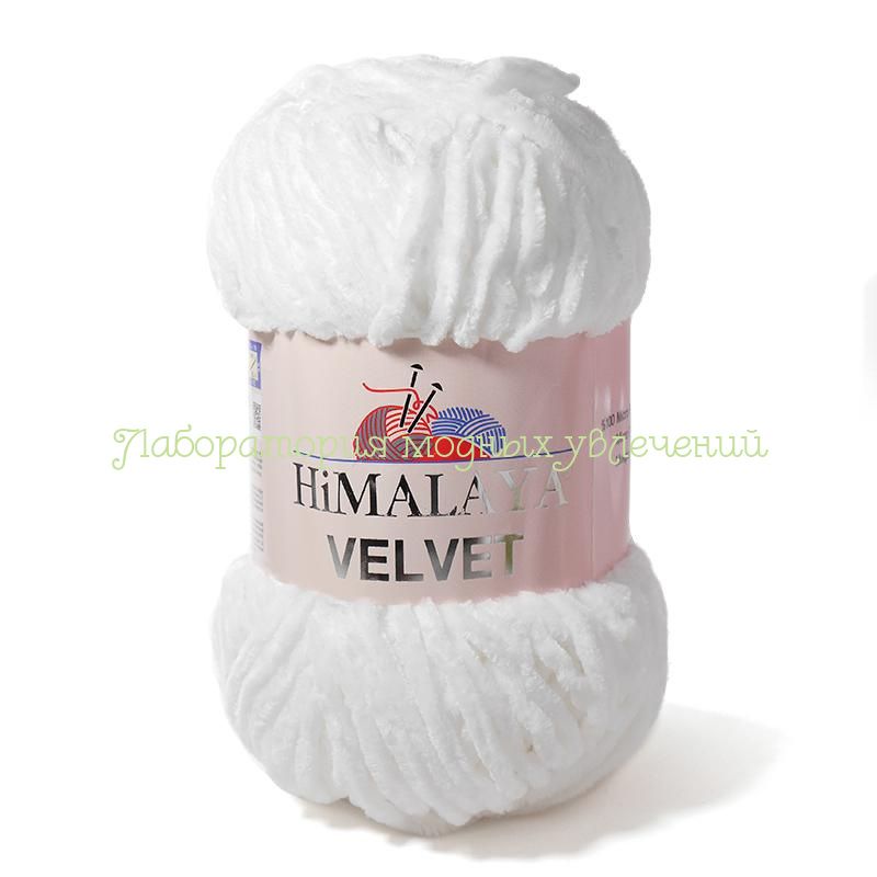 Пряжа Himalaya Velvet 90001, 100% полиэстер, 100г/120м, белый