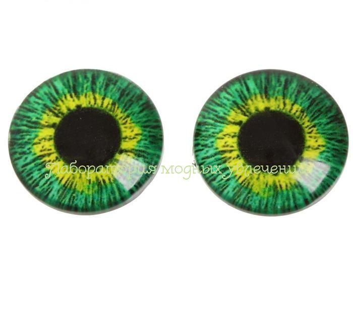 Глаза акриловые клеевые зеленые 14 мм, пара