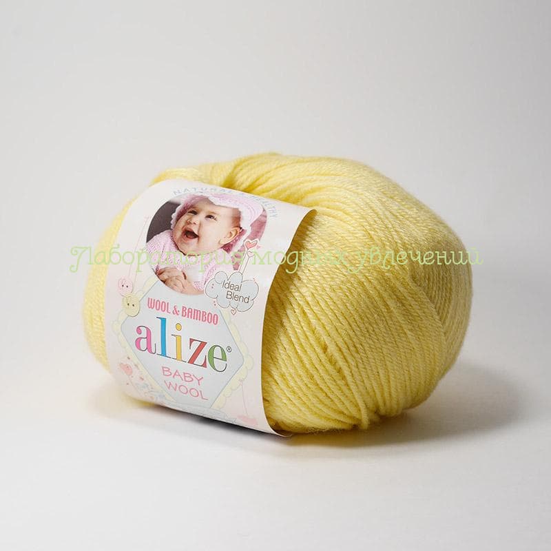 Пряжа Alize Baby wool 187, 40% шерсть, 20% бамбук, 40% акрил, 50г/175м, лимонный