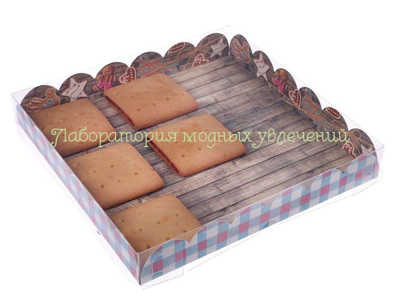 Коробочка для печенья Имбирные пряники 21х21х3 см, 1 шт