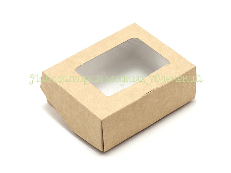 Коробка с прозрачным окном 10х8х3,5 см (крафт)