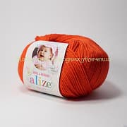 Пряжа Alize Baby wool 56, 40% шерсть, 20% бамбук, 40% акрил, 50г/175м, красный