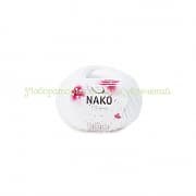 Пряжа Nako Fiore 208, 25% лен, 35% хлопок, 40% бамбук, 50г/150м, белый
