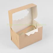 Коробка на 2 капкейка с окном крафт, 17х10х10 см