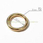 Кольцо, внутренний d 12 мм, золото