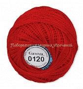 Пряжа Gamma Ирис 0120, 100% мерсеризированный хлопок, 10г/82м, красный