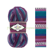 Пряжа Alize Superwash Comfort socks 4412, 75% шерсть, 25% полиамид 100г/420м, сине-лиловые оттенки