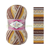 Пряжа Alize Superwash Comfort socks 7652, 75% шерсть, 25% полиамид 100г/420м, оттенки коричневого