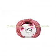 Пряжа Nako Fiore 11236, 25% лен, 35% хлопок, 40% бамбук, 50г/150м, брусничный