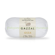 Пряжа Gazzal Giza 2450, 100% мерсеризованный хлопок, 50г/125м, белый